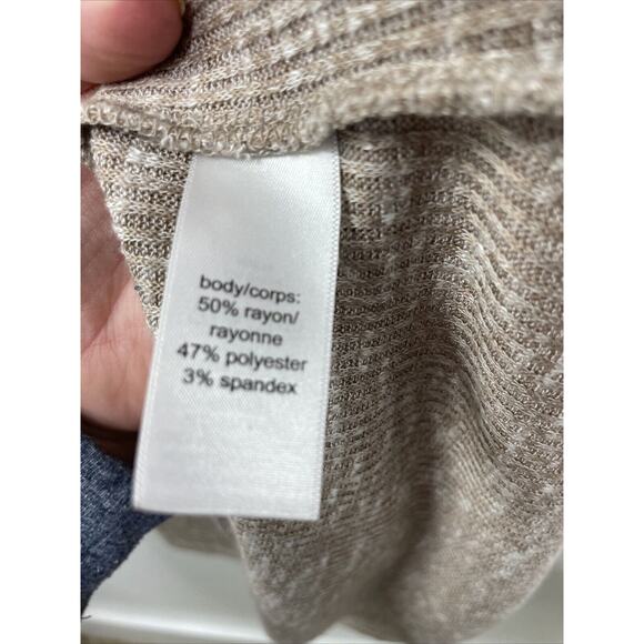 Maurices Women's Cardigan Beige Brown Pockets Ribbed Lagenlook Cottage Grandpa L - Picture 8 of 12